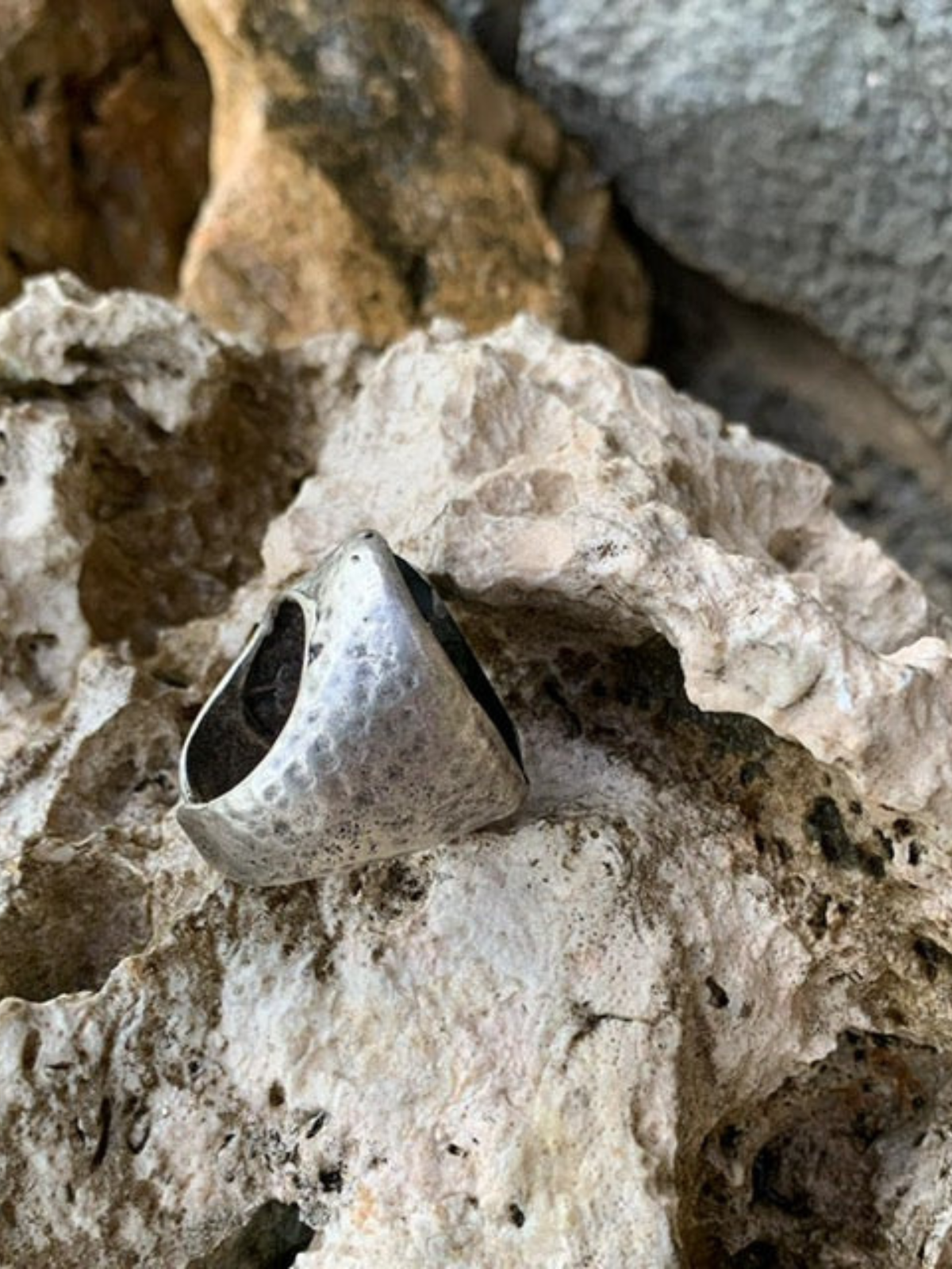 Ring - silver plated with green crystal stone Size 8