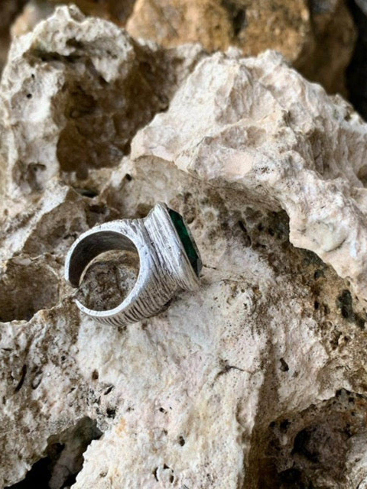 Ring - silver plated with crystal stone Size 6.5