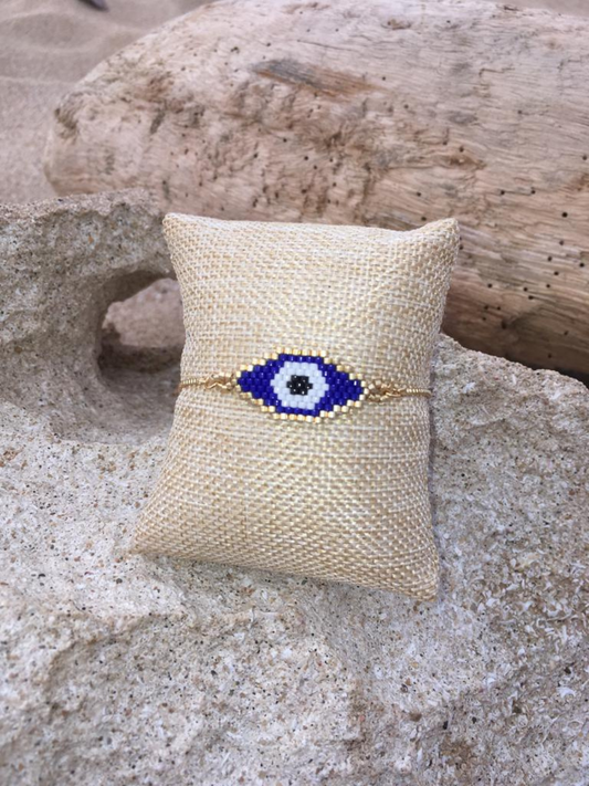 Bracelet - Adjustable blue evil eye bracelet