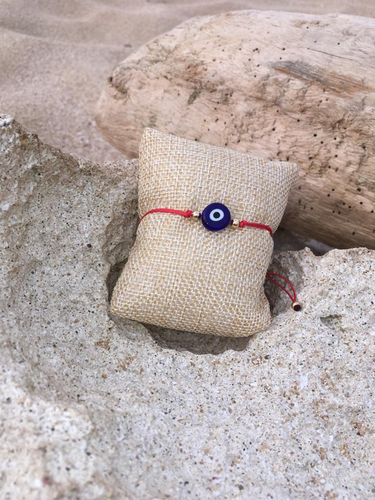 Bracelet - blue Evil Eye with red thread