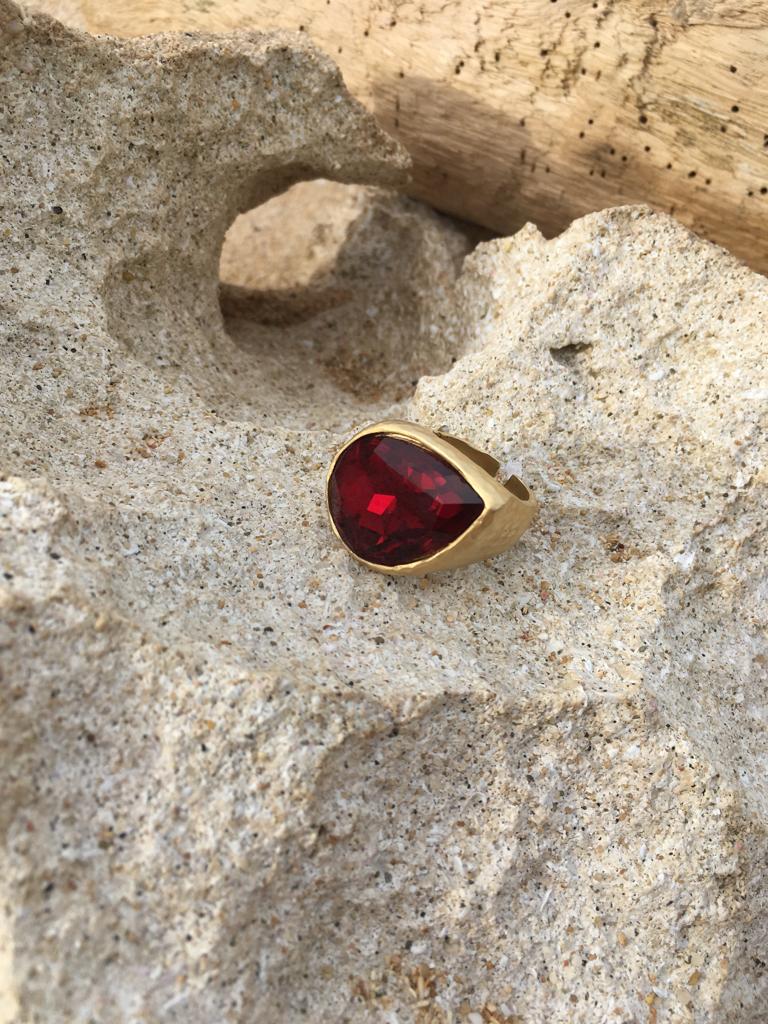 Ring - Adjustable 24k Gold Plate with crystal stone